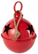 Červená kovová ozdoba rolnička so šnúrkou Baub Xmas S - Ø 16*26 cm