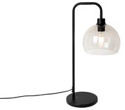 Moderná stolová lampa čierna s dymovým tienidlom - Maly