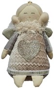 Dekoratívna látková figúrka anjel v šatôčkach so srdiečkom - 12*8*16 cm
