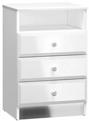 NOČNÝ STOLÍK CRISTINE 3S BIELY LESK + ZRKADLO