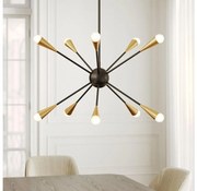 Feiss FE-JAX10-MB - LED Luster na tyči JAX 10xG9/3W/230V čierna/zlatá