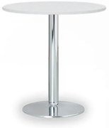 Konferenčný stolík FILIP II, priemer 80 cm, chrómovaná podnož, biela