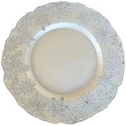 Bielo strieborný sklenený vianočný tanier 33cm