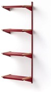 Regál na topánky JEPPE so 4 policami, prídavná sekcia, 1790x600x310 mm, červená/dub