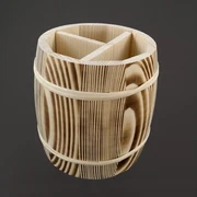 AMADEA Drevený stojan na príbory - Príborník súdok, masívne drevo, 16 cm