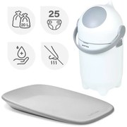 Nattou - Kôš na plienky a prebaľovacia podložka SOFTY 50x70 cm biela/šedá