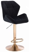 LuxuryForm DESIGN Barová stolička MILANO MAX VELUR na zlatom tanieri - čierna