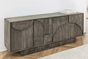 Dizajnová 3D komoda z mangového masívu Art Deco dymová šedá 170cm