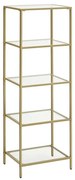 Stojanová polica VASAGLE LGT029A01 – zlatý rám a 5 sklenených políc