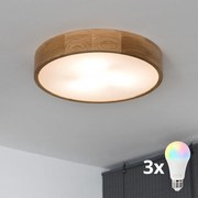 Brilagi - LED RGBW stmievateľné stropné svietidlo CARVALHO 3xE27/15W/230V Wi-Fi dub, priemer 47,5