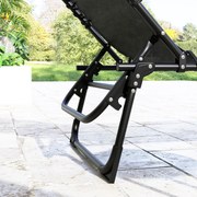 Outsunny Sada 2 Slnečných Ležadiel Nastaviteľné Stoličky s Viacerými Pôzami Statická Oceľ Elastické Šnúrky Čierne Textilene | Aosom