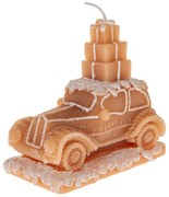 Vianočná sviečka z prírodného vosku Auto s darčekmi, 11 cm, 11 cm