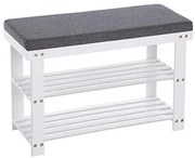 Lavica na topánky, bambus, bielo-sivá, 2 police, 49x71x29cm