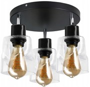 BERGE LED stropné svietidlo 3xE27 rolované štvorcové priehľadné