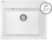 Laveo Tau, 1-komorový granitový drez 570x500x215 mm, biela, LAV-SBT_610Y