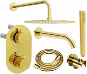 Mexen Kai DR70 vaňovo-sprchová podomietková súprava s dažďovými tryskami 30 cm, zlatá - 77602DR70301-50