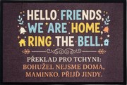 Mercury Flooring, Rohožka HELLO FRIENDS 40x60 cm - na von aj na doma, 40x60, šedá