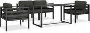 vidaXL 5-dielna záhradná sedacia súprava+podložky, antracitová, hliník