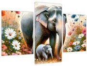 Obraz - Slonia mama, akvarel (90x60 cm)