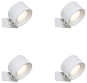 Sada 4 moderných nástenných a stropných svietidiel bielej farby vrátane LED nabíjateľných - Bright