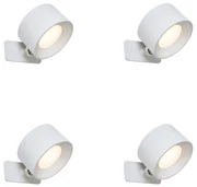 Sada 4 moderných nástenných a stropných svietidiel bielej farby vrátane LED nabíjateľných - Bright
