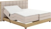 Elektrická polohovacia posteľ, boxspring, béžová/dub artisan, 180x200, TIANA