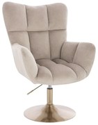 LuxuryForm DESIGN Otočné kreslo AURORA VELUR na zlatom tanieri - latte