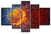Sablio Obraz - 5-dílný Basketbalová lopta - 125x90 cm