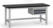Pracovný stôl do dielne G4 so závesným boxom na náradie, MDF + PVC doska, 2 zásuvky, 1800 x 750 x 800 mm, grafit