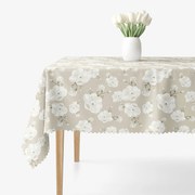 Goldea hranatý teflónový obrus - biele kvety 120 x 160 cm