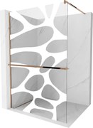 Mexen Kioto+ sprchová stena s poličkou a lištou 90 x 200 cm, transparentnéné/biely vzor 8 mm, zlatoružová - 800-090-121-60-97