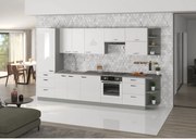 Lempert Kuchynská linka Bianka 350 cm - sivá / biely lesk