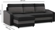 Rohová rozkladacia sedačka ORION sivá / čierna