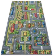 Detský koberec REBEL ROADS City life 97 Mesto, protišmykový - sivý