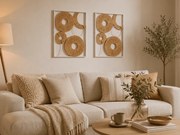 Sada 2 ks nástennej dekorácie CIRCLES kov 48x68 cm, biela / béžová