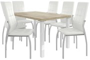 Jedálenský set 1 + 6 Belini dub sonoma / biele Loreno LOR/0/ZES/DS/6W