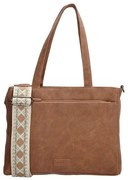 Hnedá kabelka na rameno so vzorovaným ramienkom „Malaga“