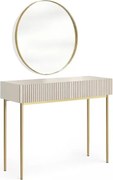 Toaletný stolík Nicole so zrkadlom 80 cm - kašmírová / zlatá