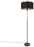 Moderná stojaca lampa čierna so zlatým dvojvrstvovým tienidlom - Parte