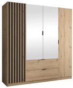 Šatníková skriňa so zrkadlom VISTA 200x215 cm dub artisan/grafit