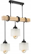 BERGE LED závesné stropné svietidlo, drevený trám, 3xE27, loft, mliečna kocka