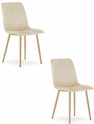 Set dvoch jedálenských stoličiek LAVA zamatové svetlobéžové / drevené nohy (2 ks)