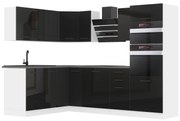 Kuchynská linka Belini Premium Full Version 420 cm čierny lesk s pracovnou doskou MELANIE
