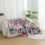 Vianočná mikroplyšová baránková deka MERRY CHRISTMAS DEER sivá Rozmer: 160 x 200 cm