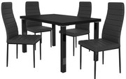 Jedálenský set 1 + 4 Belini čierny / čierne Moderno MOD/0/ZES/B/4B