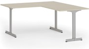 Kancelársky stôl PRIMO BETA L, 160x180 cm, sivá podnož, breza