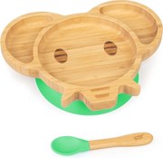 Klarstein Detská jedálenská súprava, bambusový tanier a lyžička, 250 ml, vrátane prísavky, 18 × 18 cm
