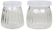 2ks sklenená drážkovaná dóza s viečkom - Ø 7,5*7,5/ Ø 6,5*7,5 cm