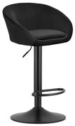 Barová stolička EAST zamatová, čierna (čierna noha)