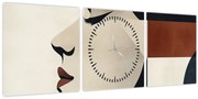Obraz - Žena z profilu (s hodinami) (90x30 cm)
